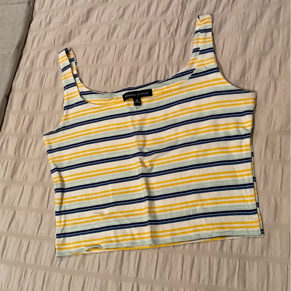 Kendall & Kylie Yellow Striped Cropped Tank